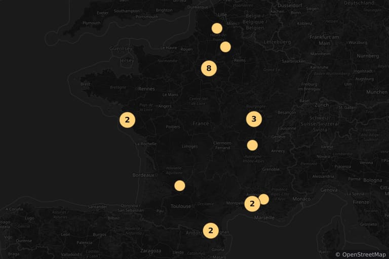 Mapa de los lugares de rodaje de Los Espigadores y la espigadora (2000)