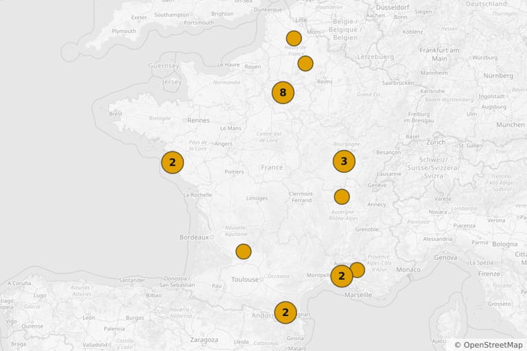 Mapa de los lugares de rodaje de Los Espigadores y la espigadora (2000)