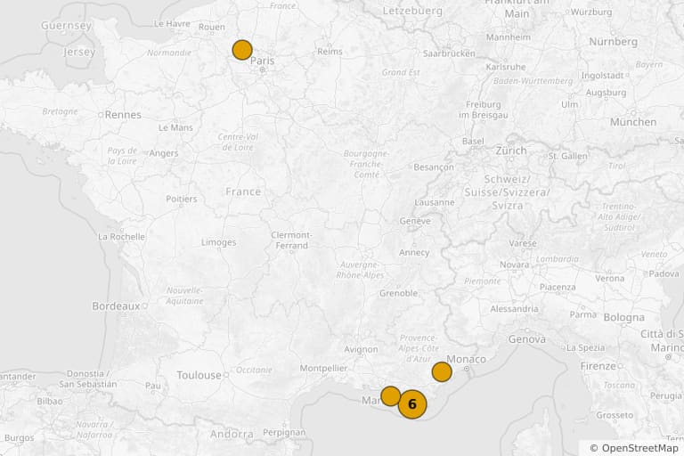 Mapa de los lugares de rodaje de Les Vacances de Ducobu (2012)