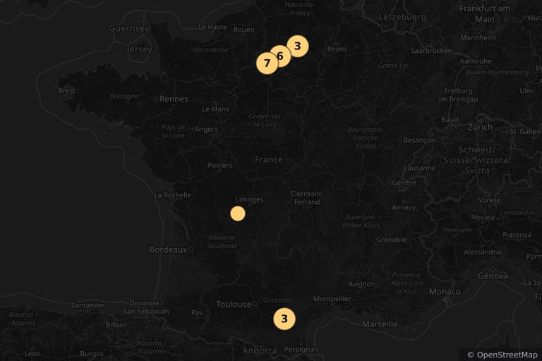 Map of the filming locations of The Visitors (1993)
