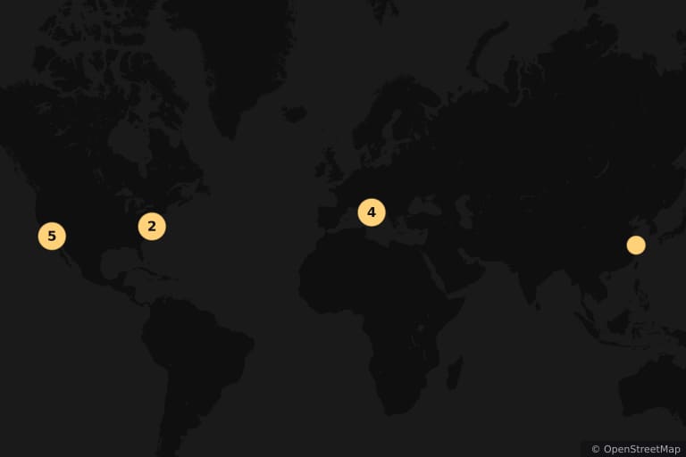 Map of the filming locations of Mission: Impossible III (2006)