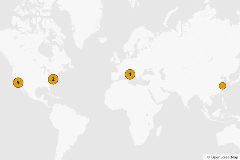 Map of the filming locations of Mission: Impossible III (2006)