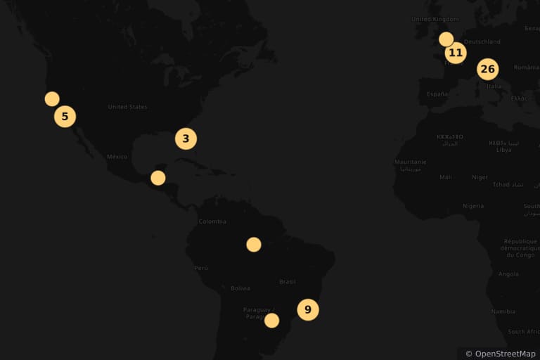 Map of the filming locations of Moonraker (1979)