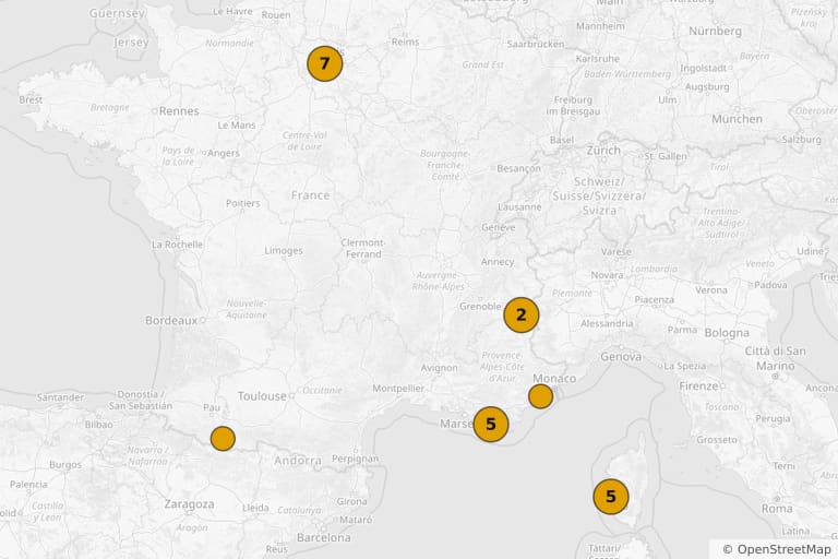 Carte des lieux de tournage de Napoléon (1927)