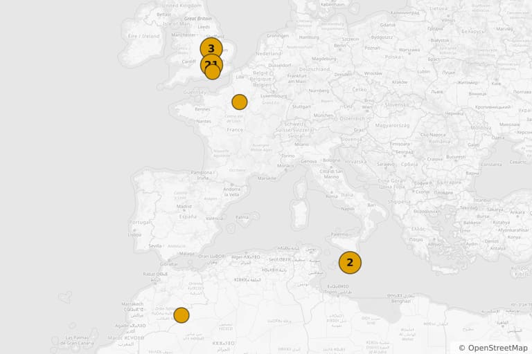 Map of the filming locations of Napoleon (2023)