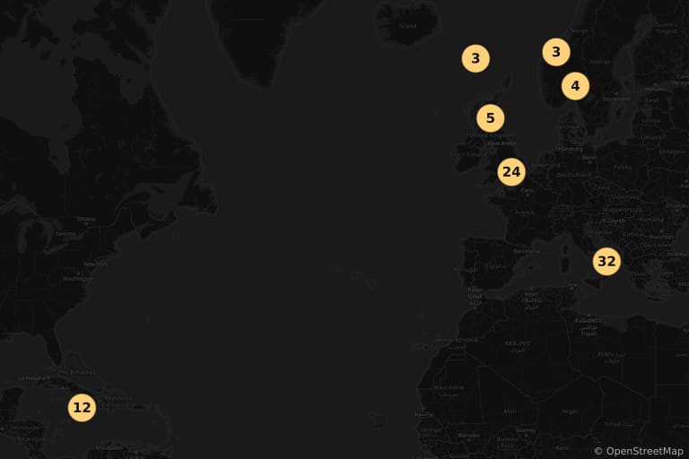 Map of the filming locations of No Time to Die (2021)