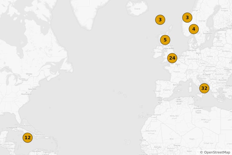 Map of the filming locations of No Time to Die (2021)