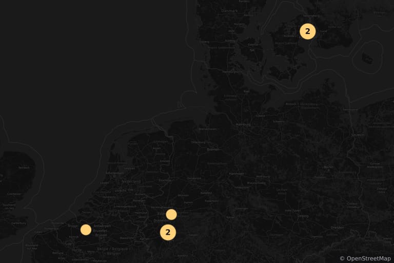 Mapa de los lugares de rodaje de Nymphomaniac. Volumen 1 (2013)