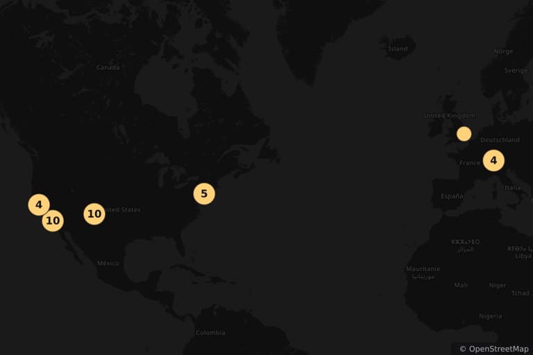 Mapa de los lugares de rodaje de Oppenheimer (2023)