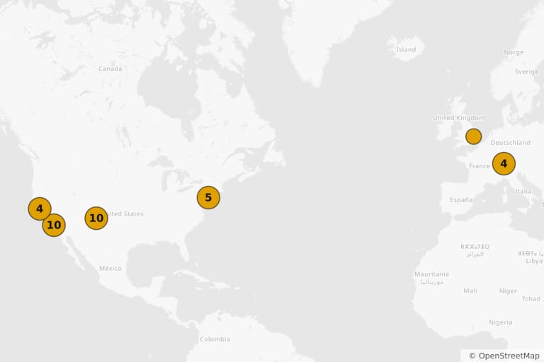 Mapa de los lugares de rodaje de Oppenheimer (2023)
