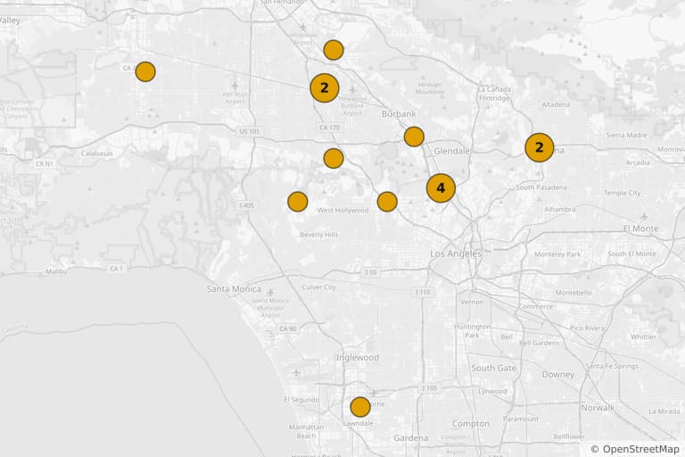 Mappa dei luoghi delle riprese di Pulp Fiction (1994)