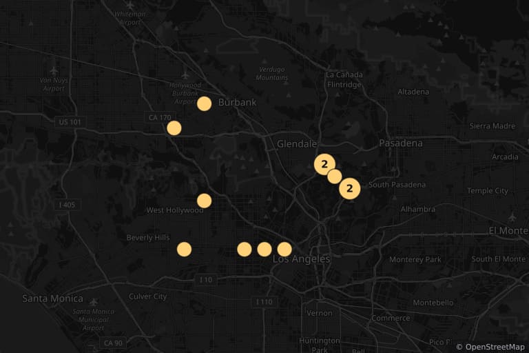 Map of the filming locations of Reservoir Dogs (1992)