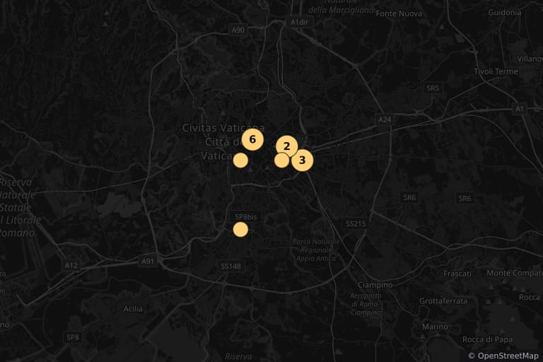 Carte des lieux de tournage de Rome, ville ouverte (1945)