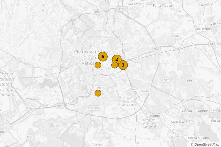 Carte des lieux de tournage de Rome, ville ouverte (1945)