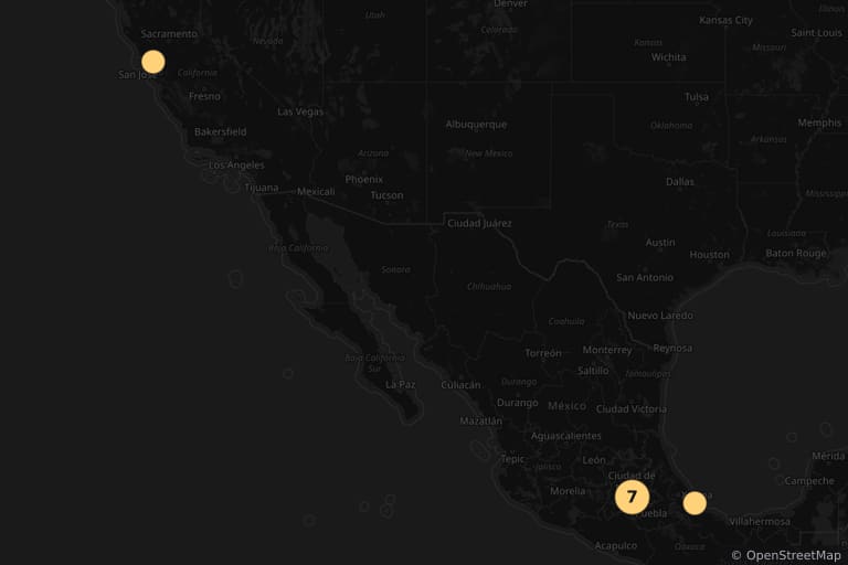 Map of the filming locations of Romeo + Juliet (1996)