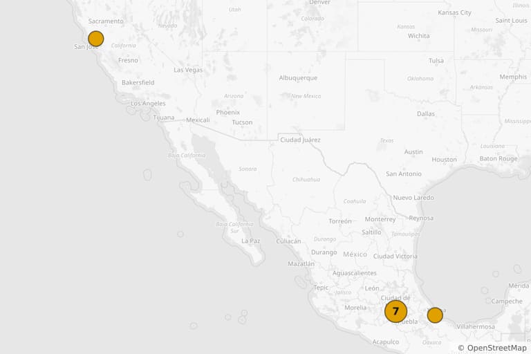 Map of the filming locations of Romeo + Juliet (1996)