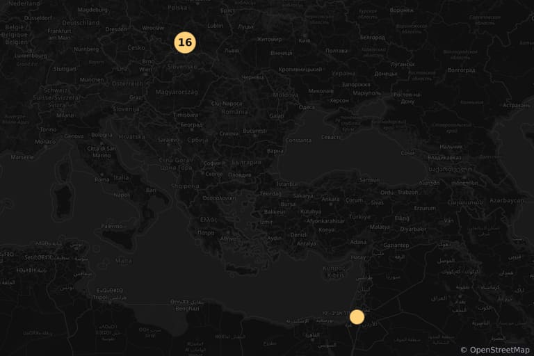 Map of the filming locations of Schindler's List (1993)