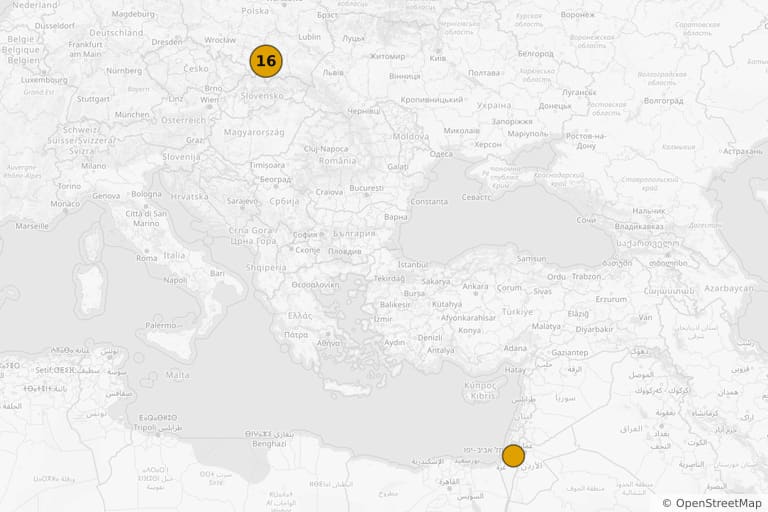 Map of the filming locations of Schindler's List (1993)