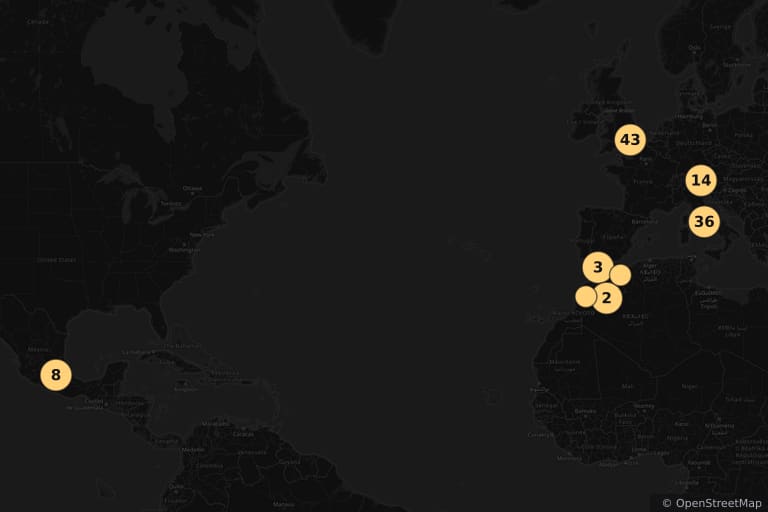 Mapa de los lugares de rodaje de Spectre (2015)