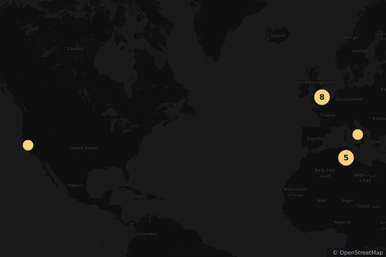 Mapa de los lugares de rodaje de La guerra de las galaxias. Episodio I: La amenaza fantasma (1999)