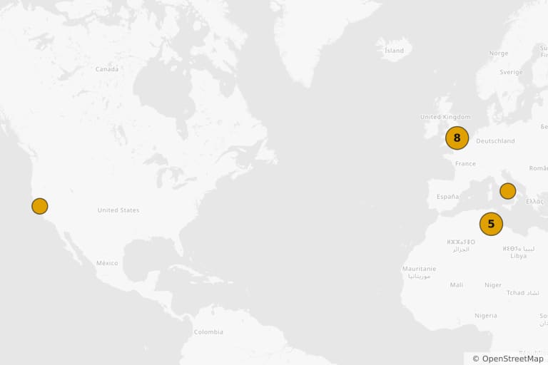 Mapa de los lugares de rodaje de La guerra de las galaxias. Episodio I: La amenaza fantasma (1999)