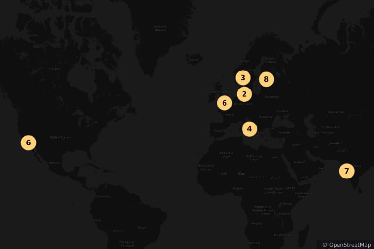 Mapa de los lugares de rodaje de Tenet (2020)