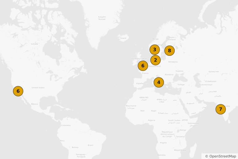 Mapa de los lugares de rodaje de Tenet (2020)