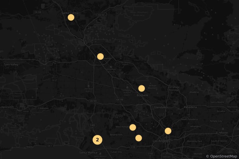Mapa de los lugares de rodaje de La familia Addams (1991)