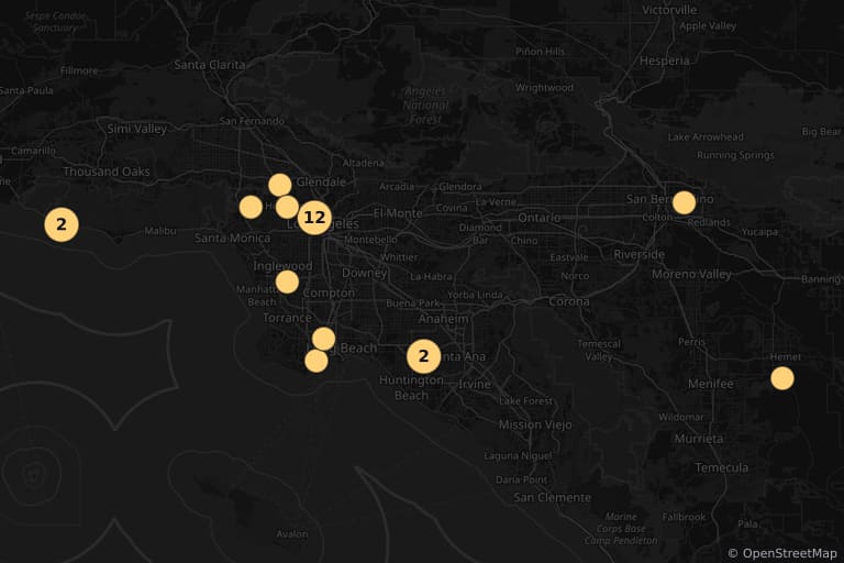 Map of the filming locations of The Fast and the Furious (2001)