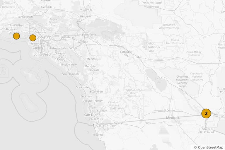 Map of the filming locations of The Flight of the Phoenix (1965)