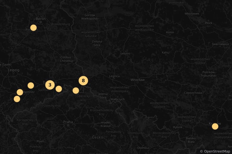 Map of the filming locations of The Grand Budapest Hotel (2014)