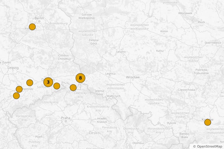 Map of the filming locations of The Grand Budapest Hotel (2014)