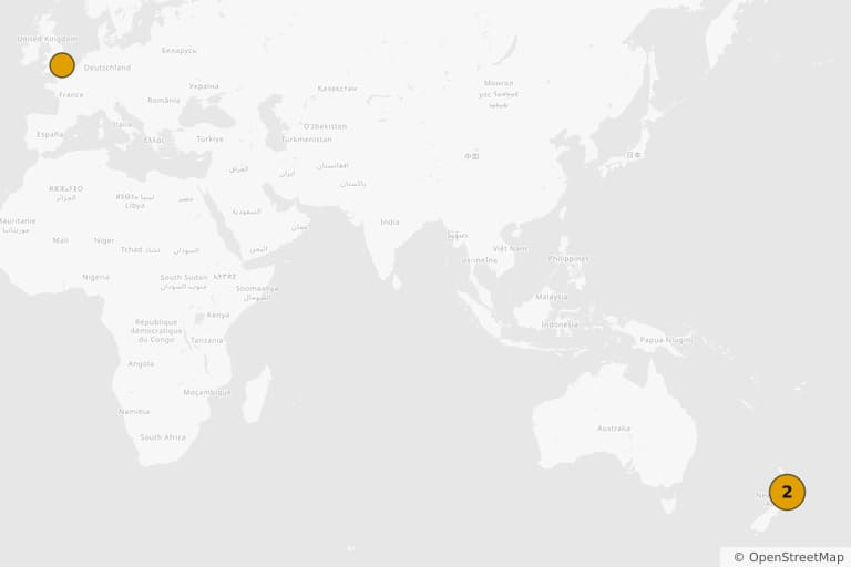 Map of the filming locations of The Hobbit: The Battle of the Five Armies (2014)