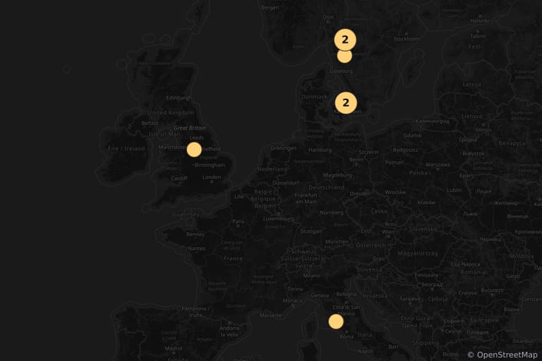 Carte des lieux de tournage de The House That Jack Built (2018)