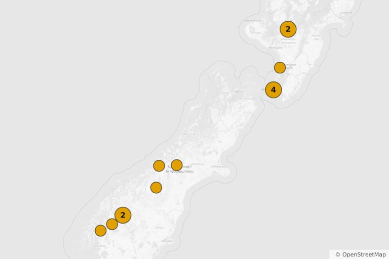 Map of the filming locations of The Lord of the Rings: The Two Towers (2002)