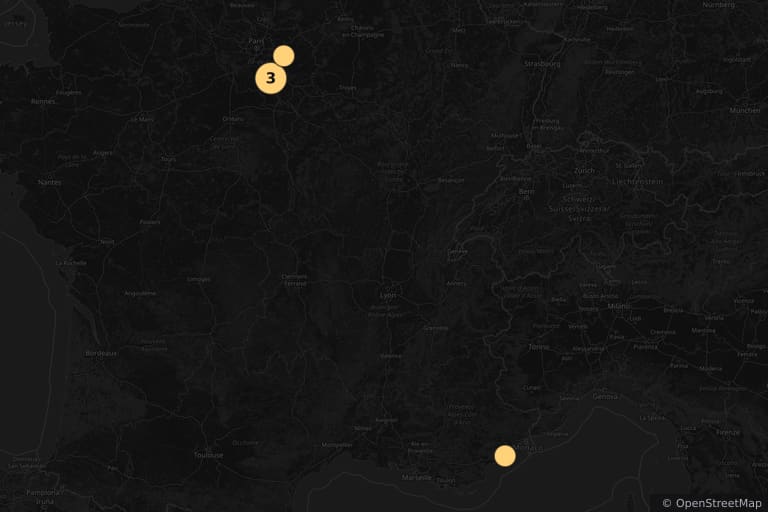 Map of the filming locations of The Man in the Iron Mask (1977)