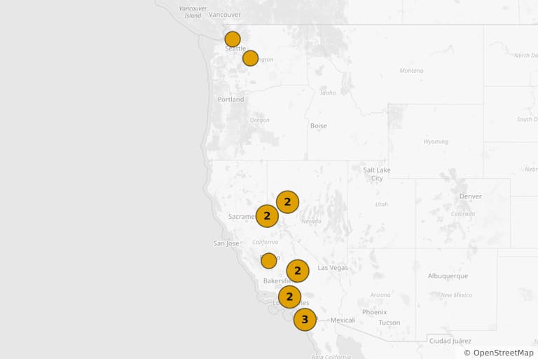 Map of the filming locations of Top Gun: Maverick (2022)