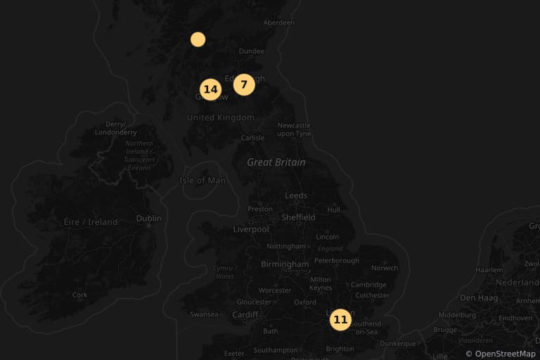 Mappa dei luoghi delle riprese di Trainspotting (1996)