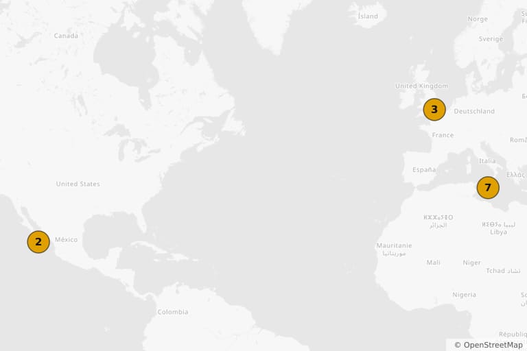 Mapa de los lugares de rodaje de Troya (2004)