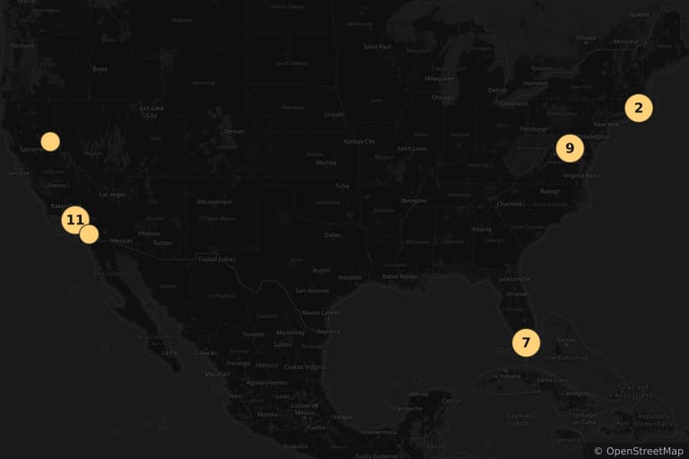 Map of the filming locations of True Lies (1994)