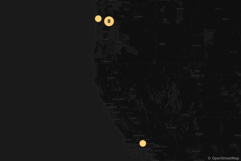 Carte des lieux de tournage de Twilight, chapitre 1 : Fascination (2008)