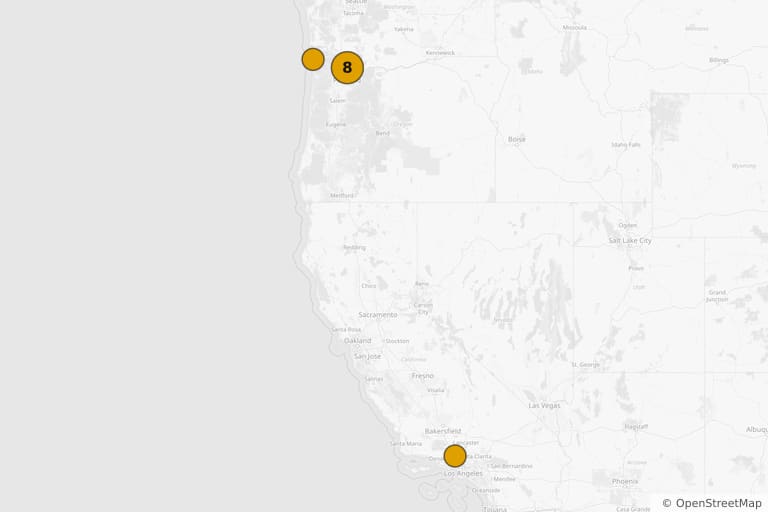 Carte des lieux de tournage de Twilight, chapitre 1 : Fascination (2008)