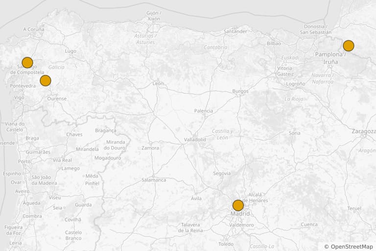 Carte des lieux de tournage de Les Chemins de Compostelle (2013)