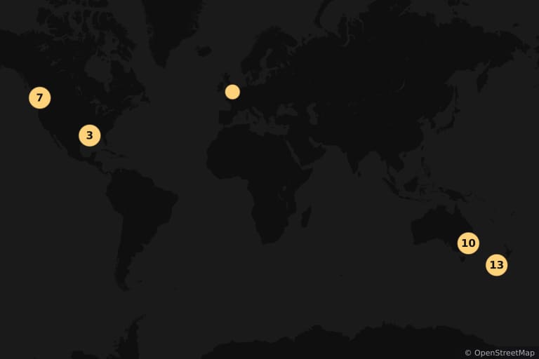 Carte des lieux de tournage de X-Men Origins : Wolverine (2009)