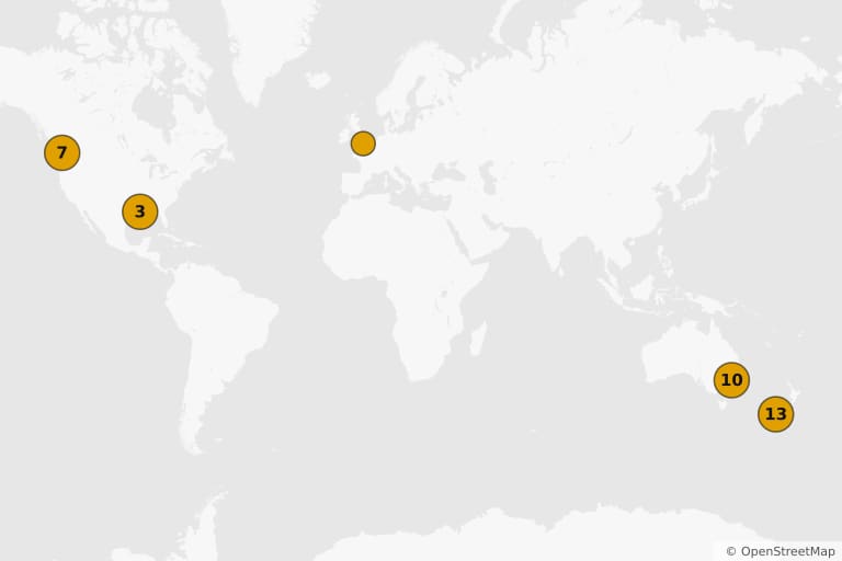 Carte des lieux de tournage de X-Men Origins : Wolverine (2009)