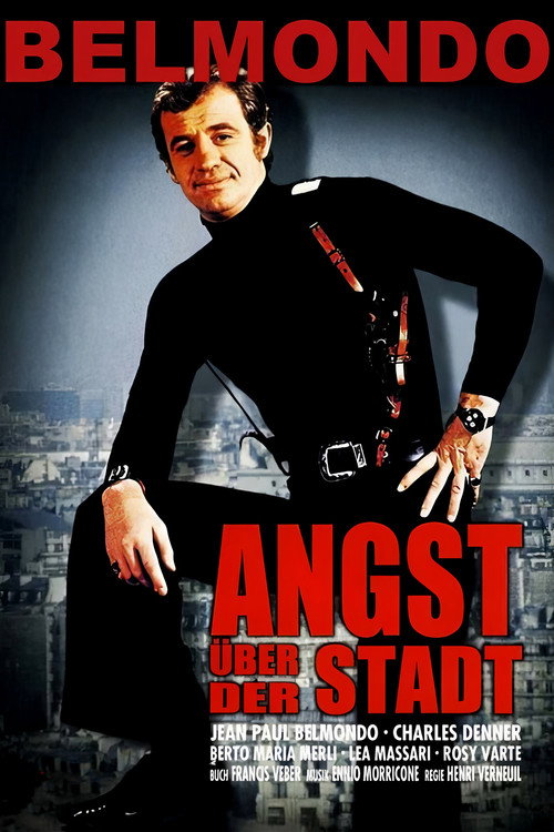 Plakat von Angst über der Stadt